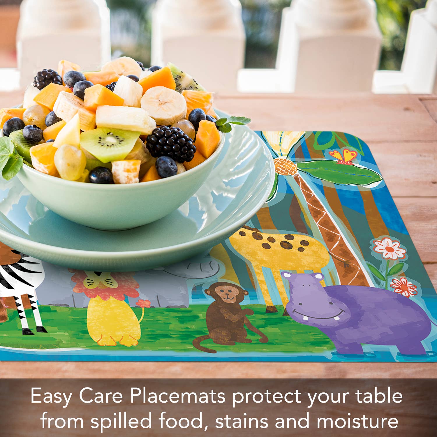 CounterArt/Highland Home/Thirstystone - Wholesale Placemat - Kids Jungle Friends Reversible Rectangular Plastic Placemat2
