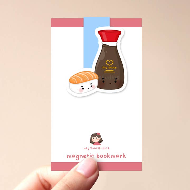 Soy Sauce and Nigiri Magnetic Bookmark for wholesale by Raychoo Studios Inc.