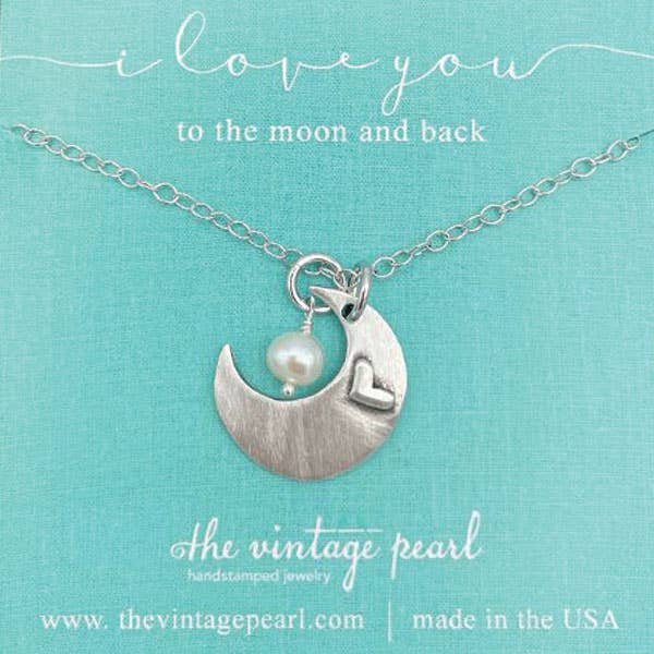 I Love You To The Moon & Back Necklace for wholesale by The Vintage Pearl