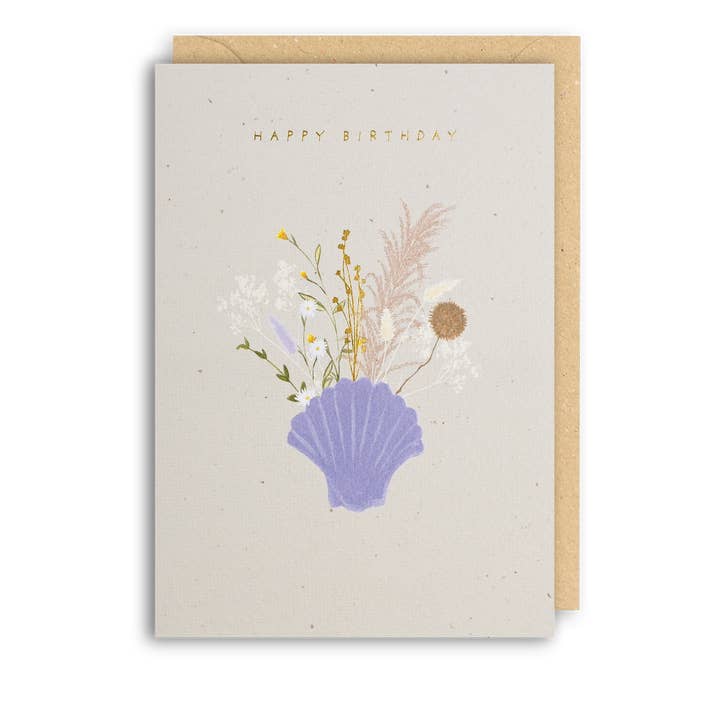SHELL VASE födelsedag pressad blomma kort för wholesale av Meraki Greeting Cards