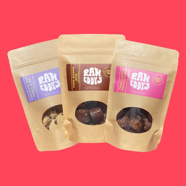 Sampler Pack (Try out all our Flavors in a Three Pack) for wholesale by Raw Eddy’s Snacks