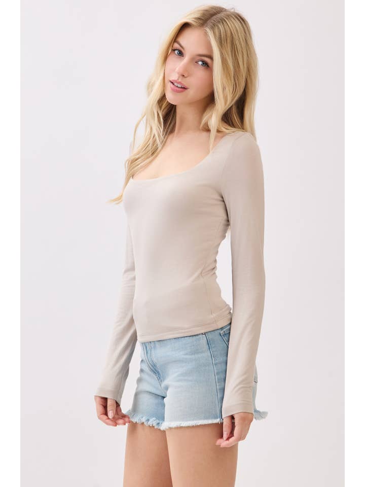 Final Touch - Wholesale Knit Top - Women's - Double Layer Square Neck Long Sleeve Top - VT1710918