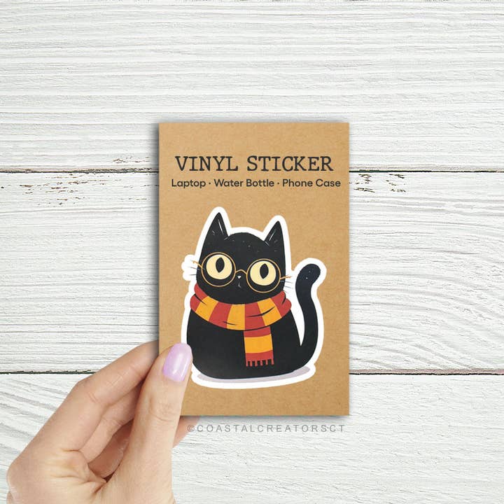 Coastal Creators of Connecticut - Wholesale Phone & Laptop Stickers - Harry Potter Cat Laptop, Phone, Kindle, Water Bottle Sticker