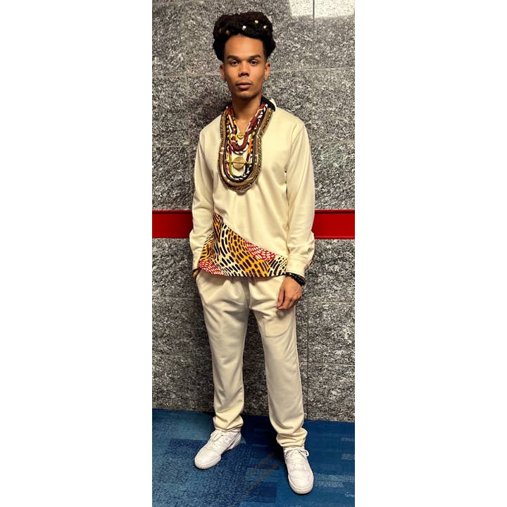 Cloth & Cord, LLC - Wholesale Bib Necklace - Tan Men's African Statement Necklace | King | African Bib | Ghana Sun Baule | African Men's Necklace | Tribe2