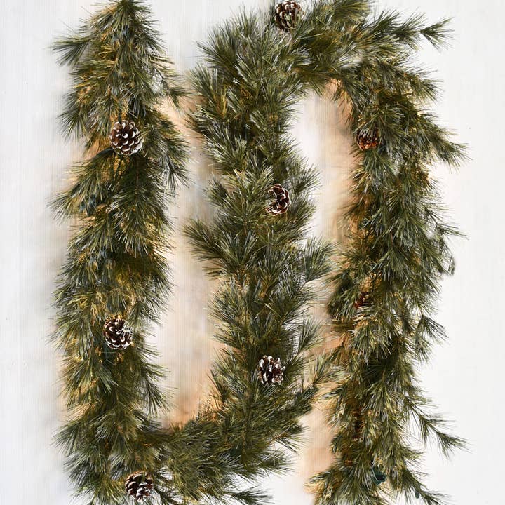 ES Essentials - Wholesale Bunting/Garland - Artificial Christmas Flocked Foxtail Pine Garland 9' Unlit