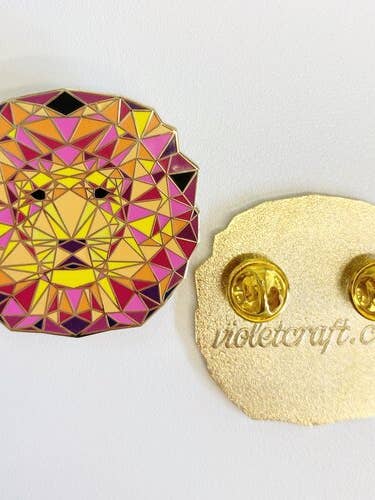 Jungle Abstractions: The Lion Cloisonne Pins for wholesale by Violet Craft