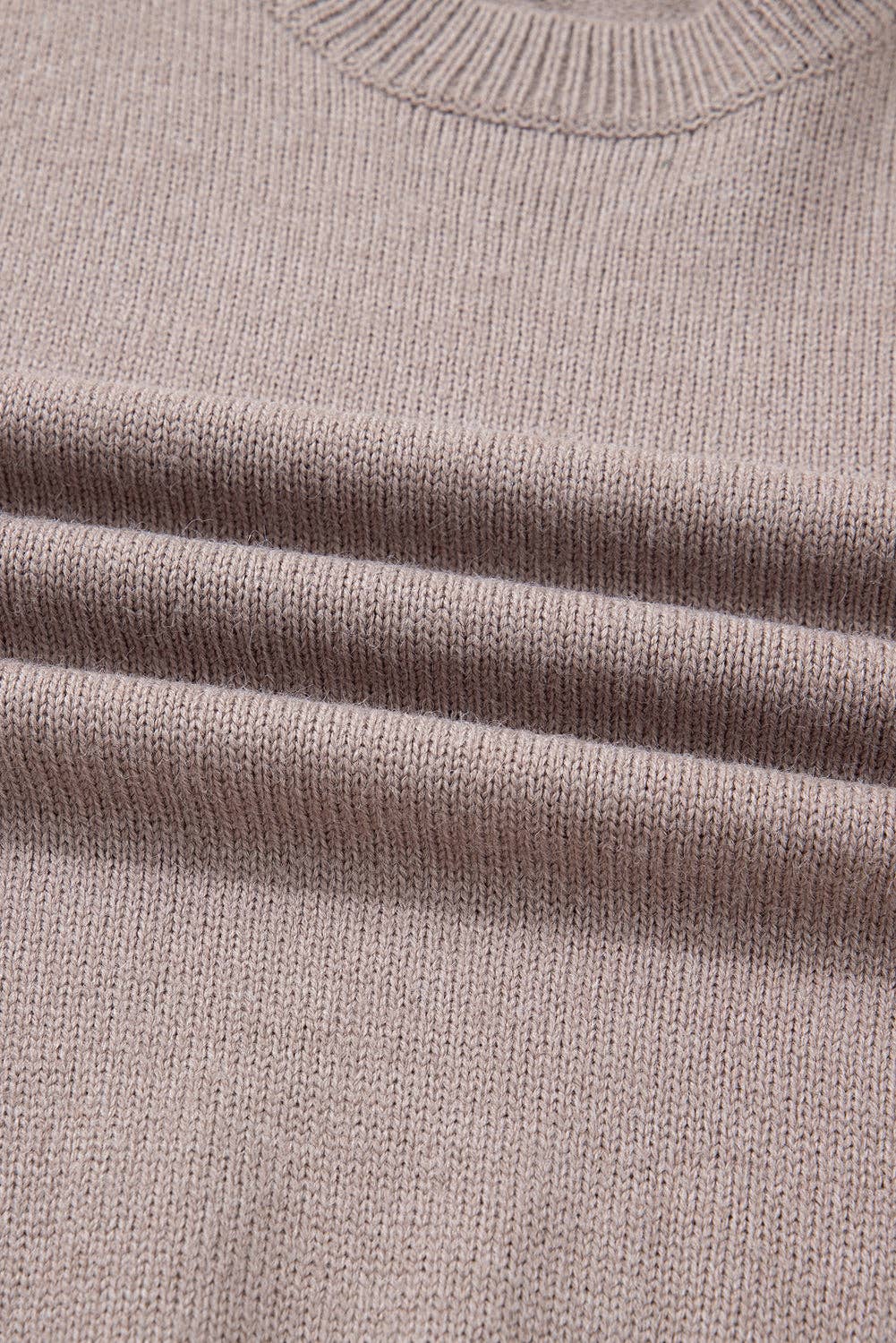 Simply Taupe Floral Embroidered Sleeve Round Neck Sweater for wholesale on Faire4