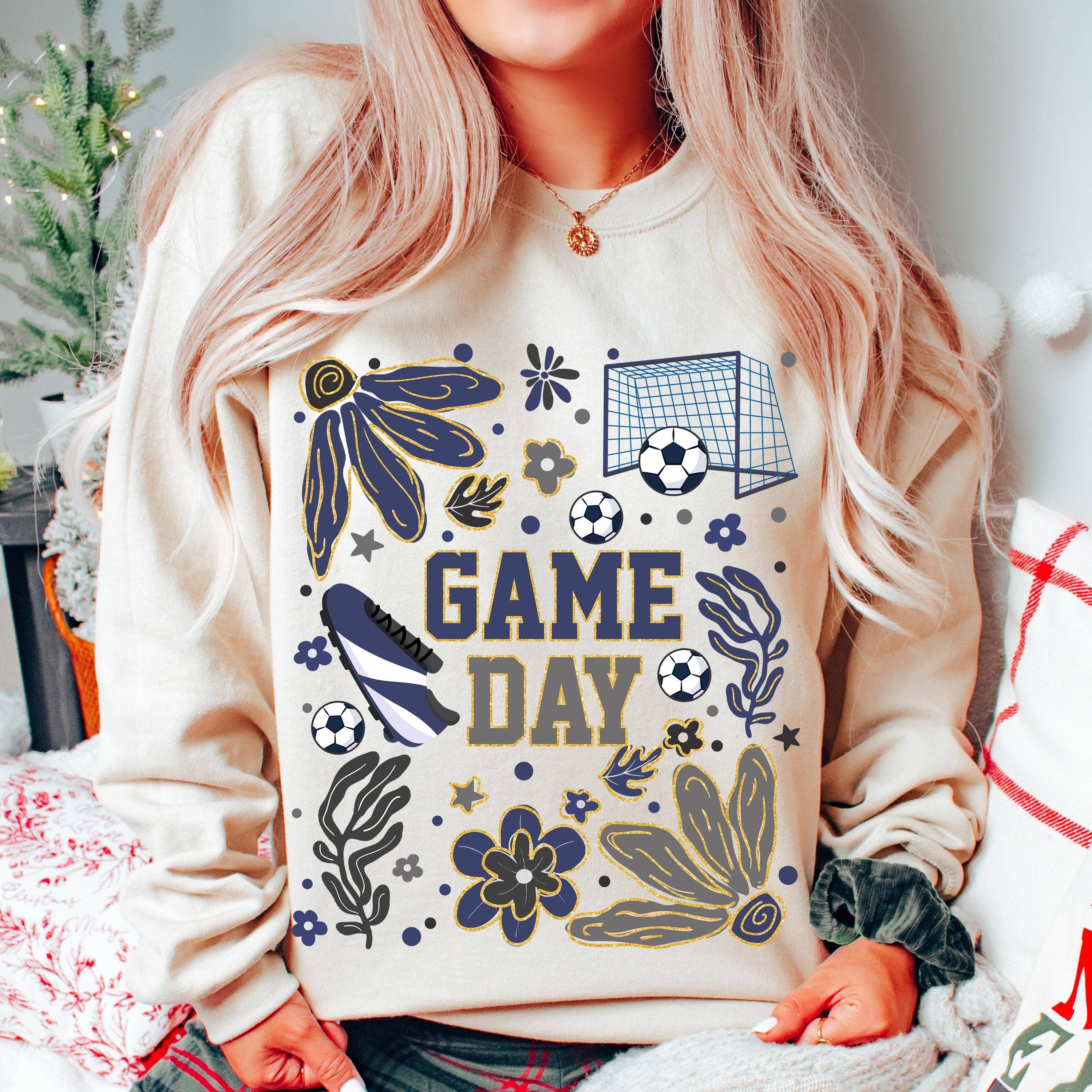 NVC Ecommerce LLC - Wholesale Graphic Sweatshirt - Women's - Glitter Soccer T-Shirt, Game Day, Soccer Coquette Sweater1