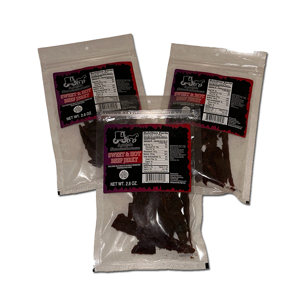 Amish Smokehouse - Wholesale Jerky - Sweet & Hot Beef Jerky 2.8oz Bag1