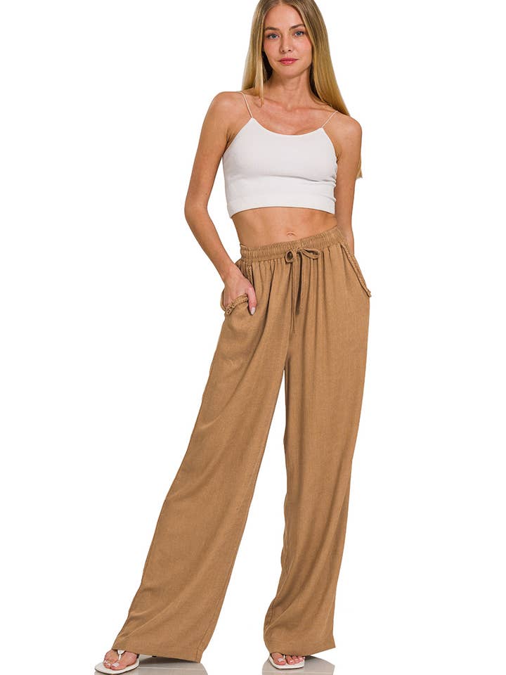 42POPS - Wholesale Pants - Women's - '..._ ACID WASHED LINEN PANTS W/ POCKETS4