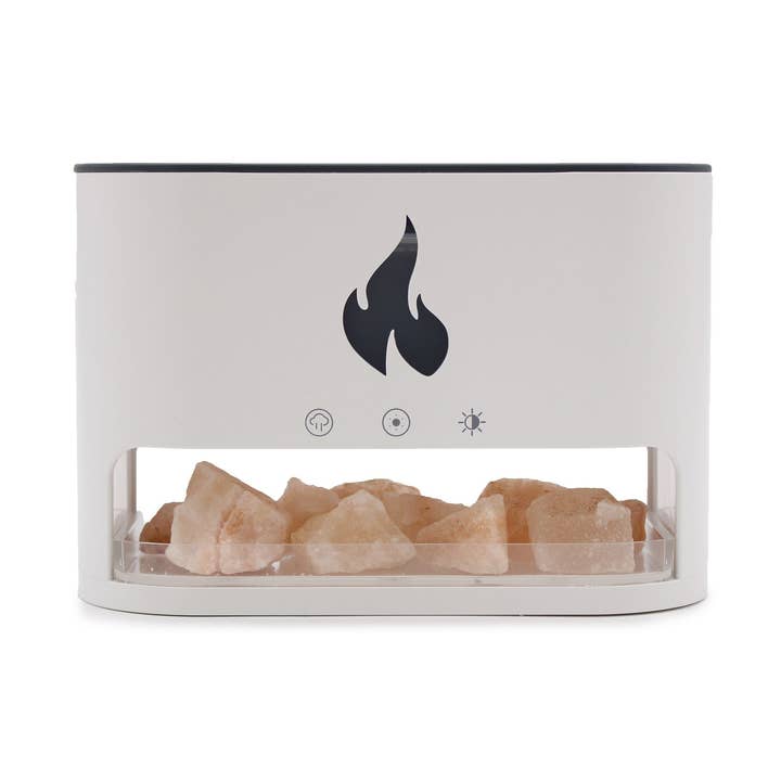 White Blaze geurverspreider - Himalayazoutkamer - USB-C - Vlameffect (inclusief zout) voor wholesale door Rooted Treasures Farms