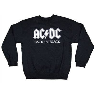 AC/DC Back In Black Crew Neck Fleece Sweatshirt for wholesale by Rockabilia