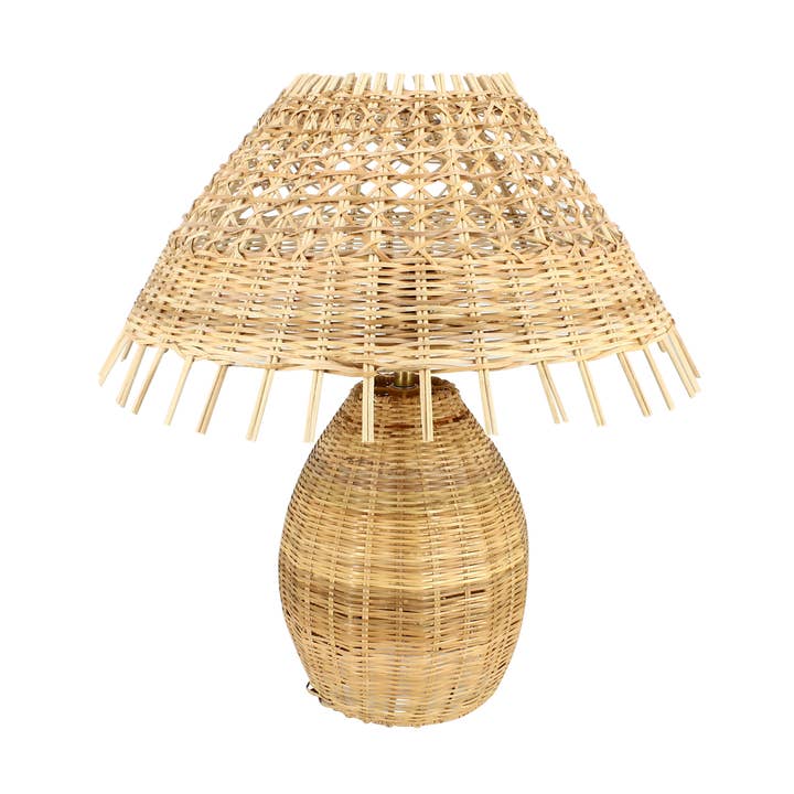 Lámpara de mesa Joyce en ratán natural tejido, diámetro 40 cm x alto 44 cm para venta al por mayor de Now's Home