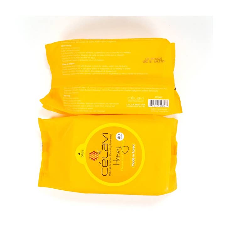PINEAPPLE Beauty – wholesale Face & body wipes – Celavi MT006 Honey Makeup Cleansing Towelette - 6pc