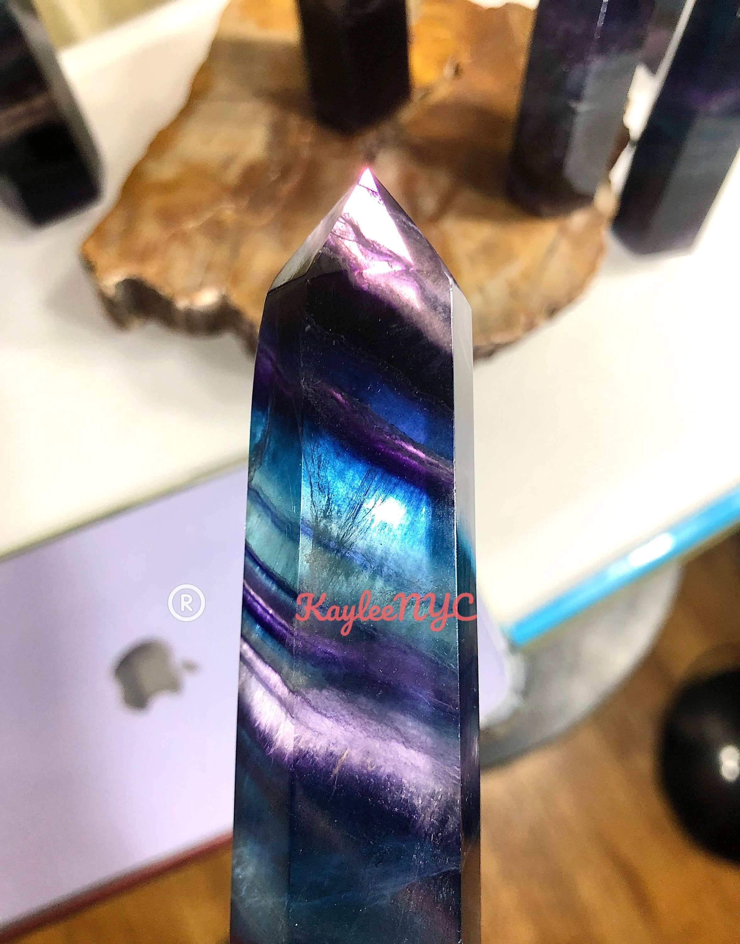 KayleeNYC - Vendita all'ingrosso Pietra/cristallo spirituale - Lotto all'ingrosso 2 Lbs Dark Rainbow Fluorite Obelisk Point Torre di energia naturale4