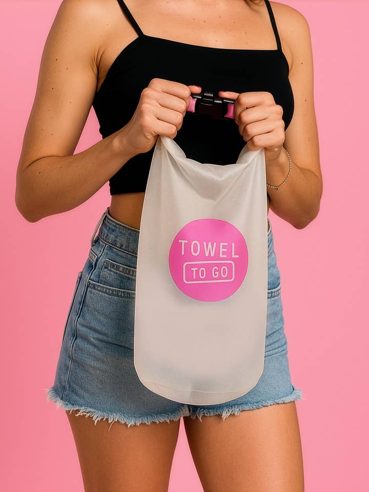 Roll N Go Waterproof Transparent Dry Bag, Pink (5 Liters) for wholesale by Towel to Go