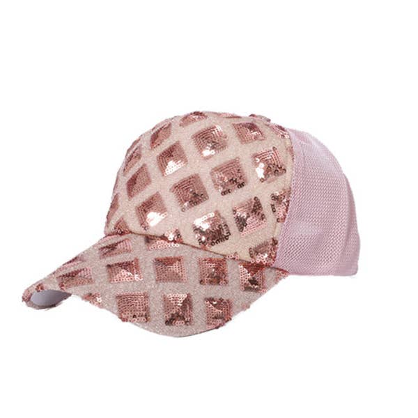 Glittery Diamond Shape Decorated Baseball Cap Hat for wholesale by Nima Accessories Inc
