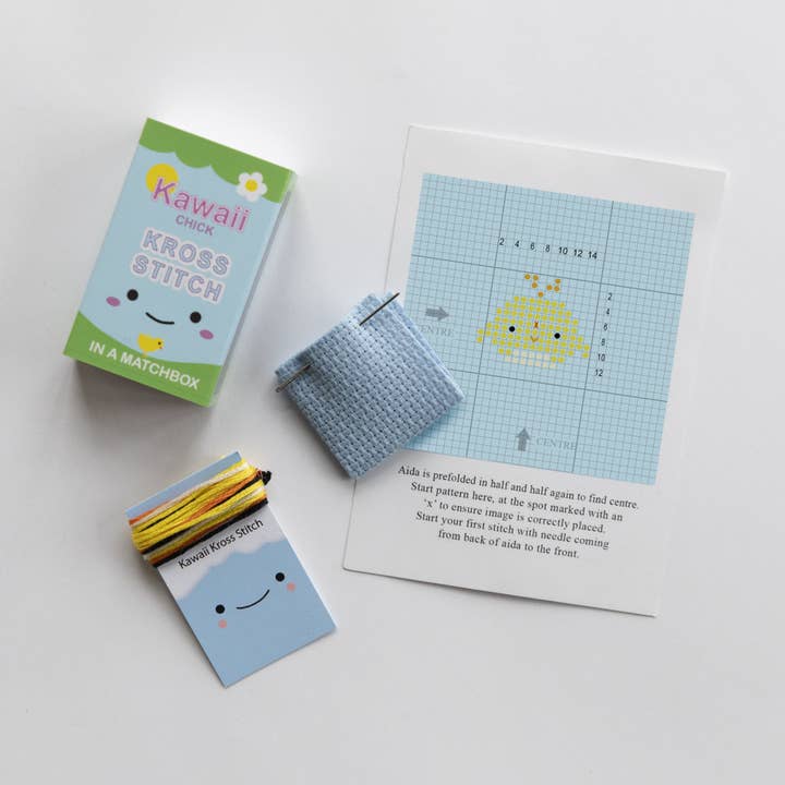 Marvling Bros Ltd - Wholesale Embroidery/Cross Stitch Supplies - Kawaii Chick Mini Cross Stitch Kit In A Matchbox