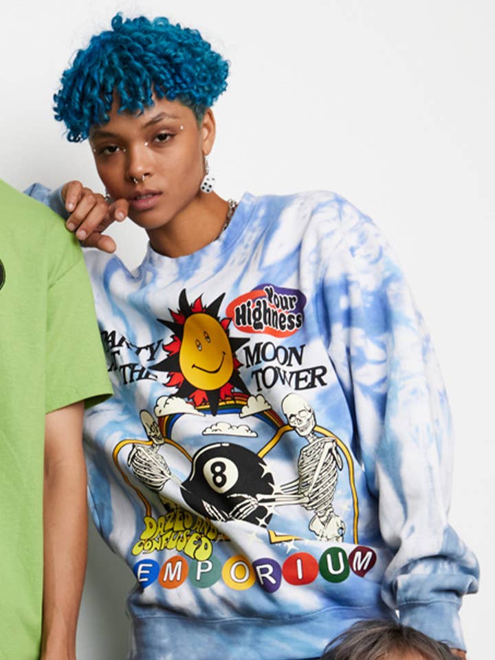 Emporium Tie Dye Crew tröja för wholesale av Your Highness