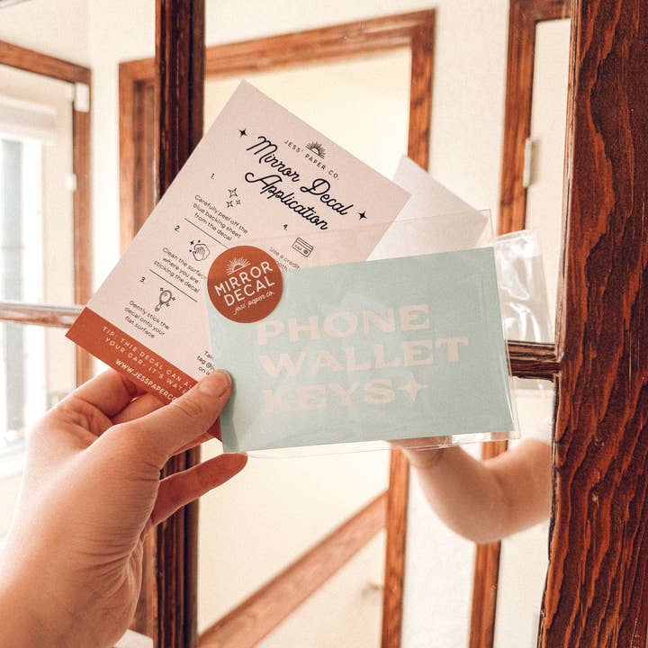 Jess' Paper Co. – Decalque de janela/parede por atacado – Carteira de Telemóvel Chaves Espelho Autocolante1