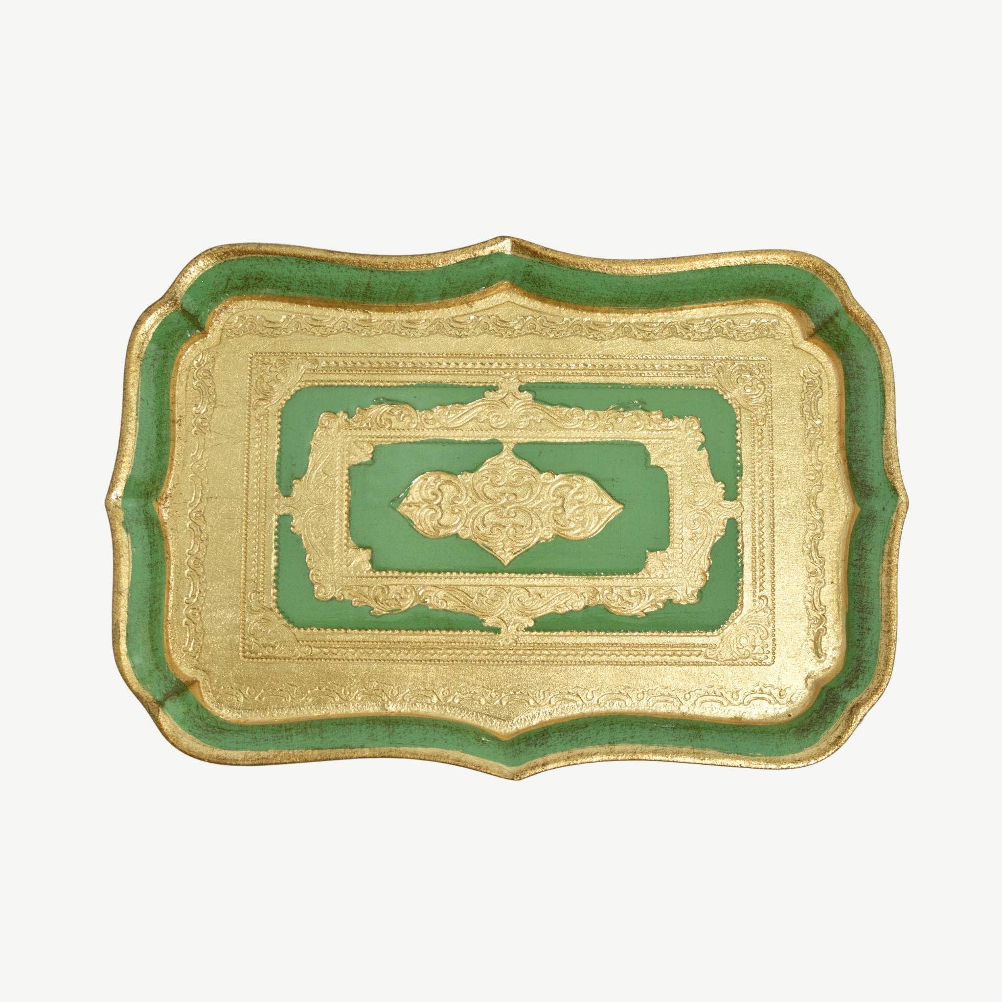 Via Graceffo - Wholesale Decorative Tray - Florentine Carved Wood Rectangle Scalloped Mini Tray0