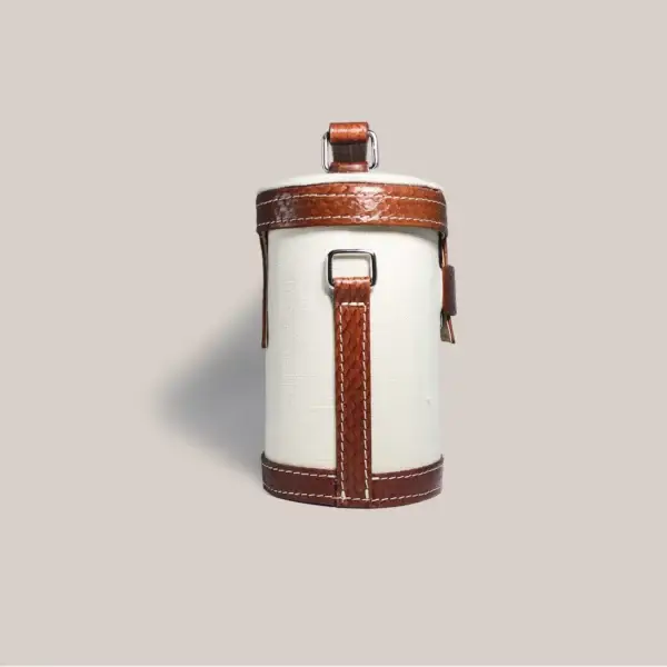 Red Salmon Leather And Linen Vanity Bag for wholesale on Faire3