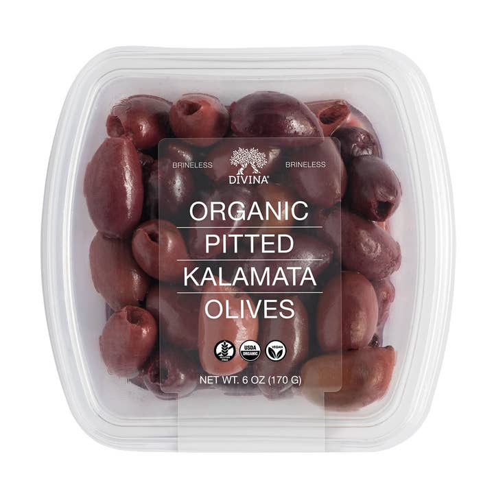 Organic Pitted Kalamata Olives Deli Cup for wholesale by Divina