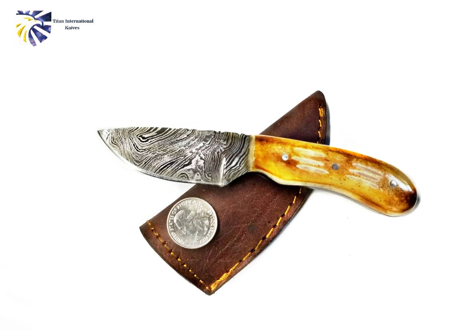 Titan International - Wholesale Kitchen/Utility Knife - Damascus Blaze Neck Knife - Titan TD-2001