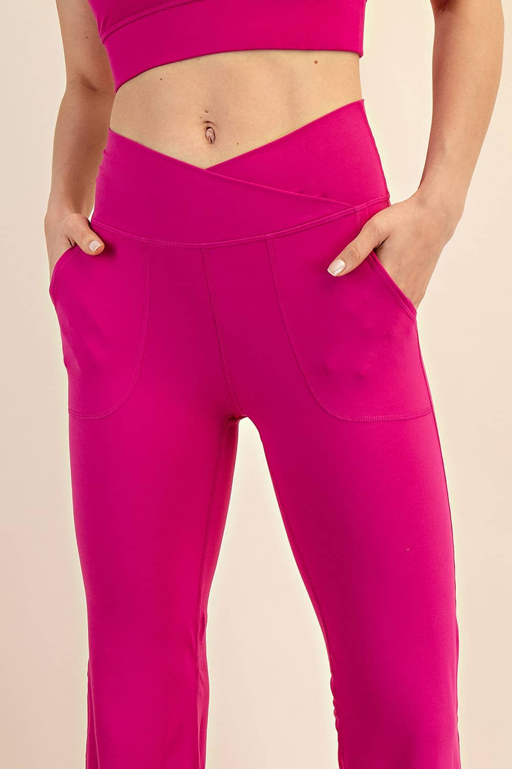 Rae Mode - Wholesale Athletic Pants - Women's - V WAIST FLARED YOGA PANTS WITH POCKETS6