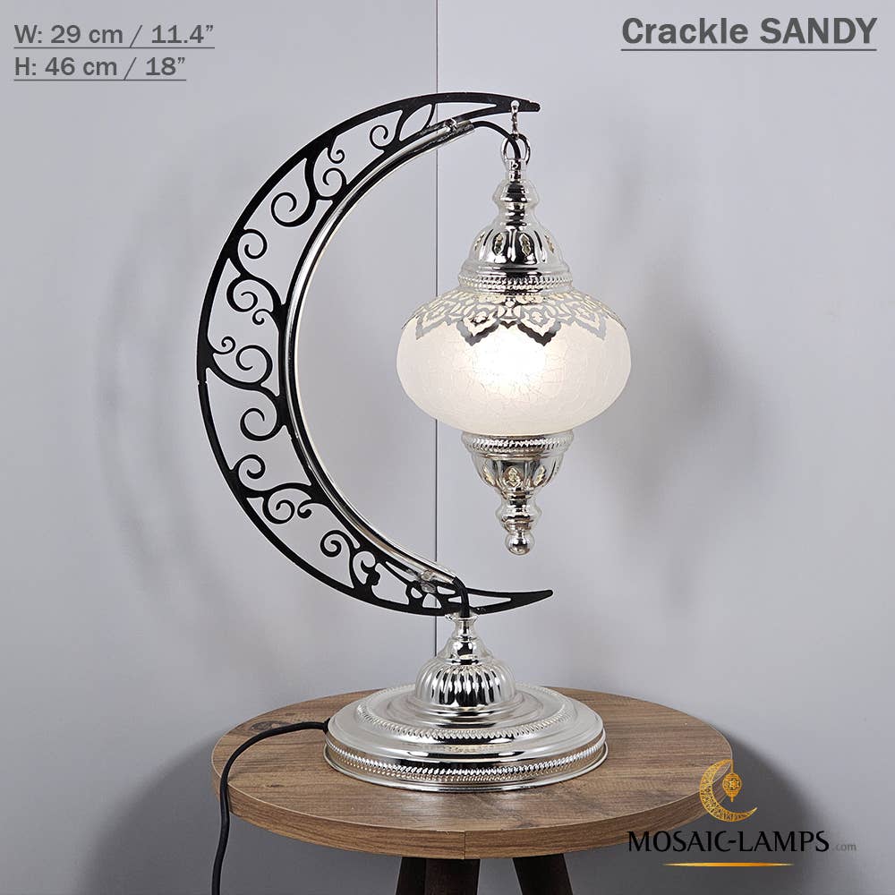 Mosaic Lamps - Vendita all'ingrosso Lampada da scrivania/d'accento - Lampada da scrivania Turkish Moon in argento, luci ad arco marocchine, Murano C5