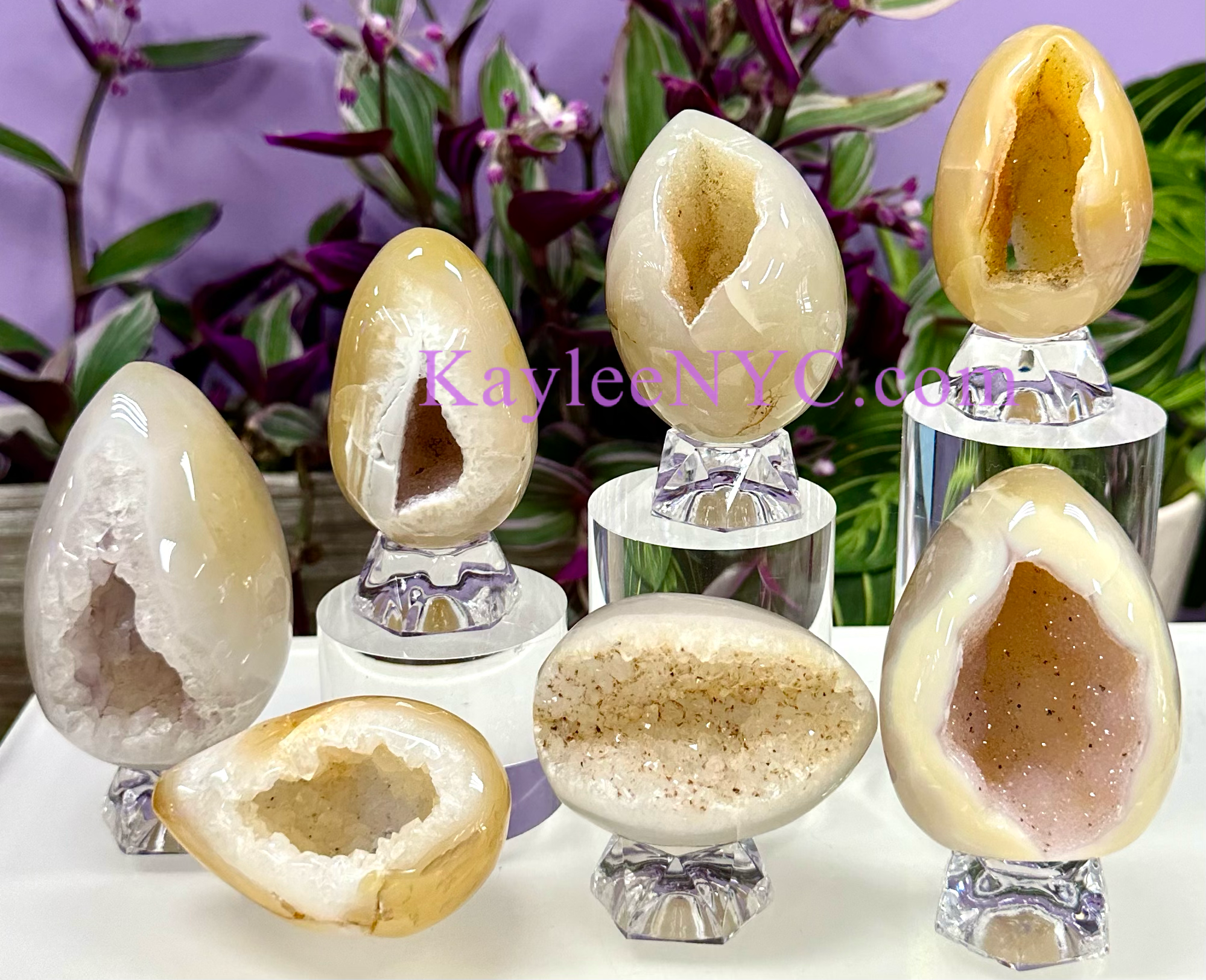 KayleeNYC - Wholesale Spiritual Stone/Crystal - 7-8 pcs Natural Druzy Agate Crystal Egg Energy Healing2