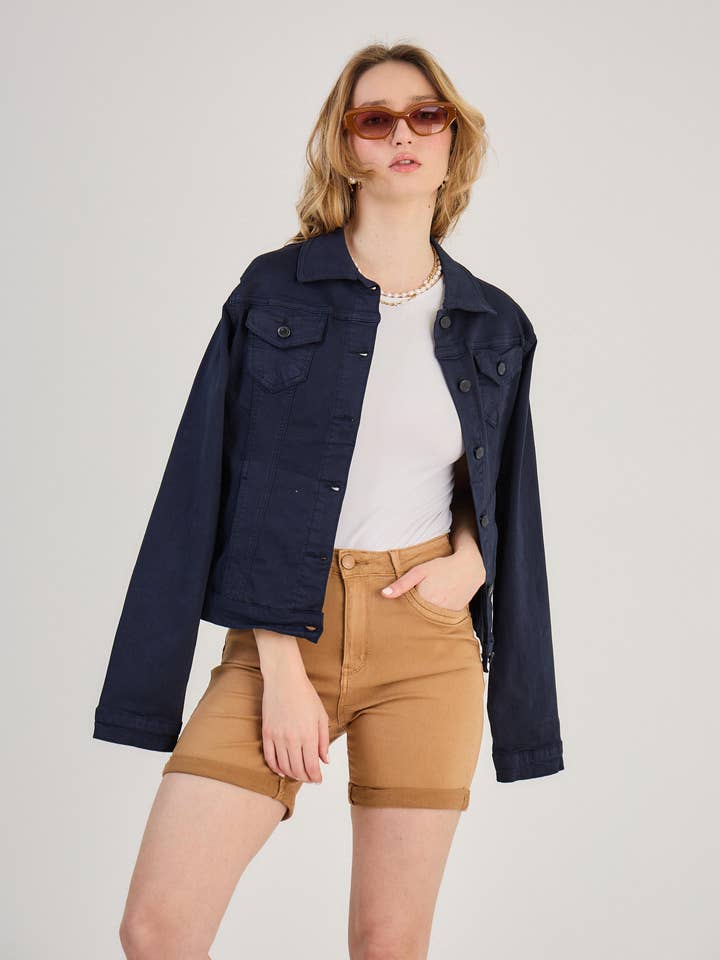 Regular jacket in color (Stretch Cotton) "Romane" for wholesale by ANA & LUCY