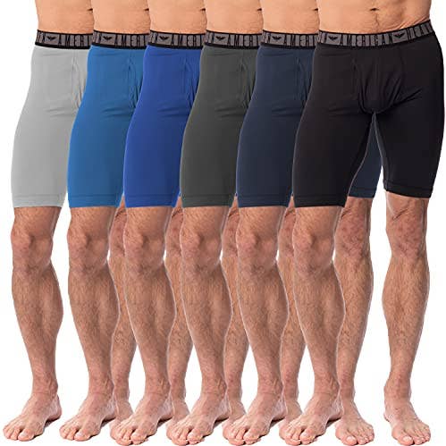 I-Wear Brands - Wholesale Underwear - Men's - 6 Pack Men's Ultra Soft Knee Length Boxer Briefs with Fly