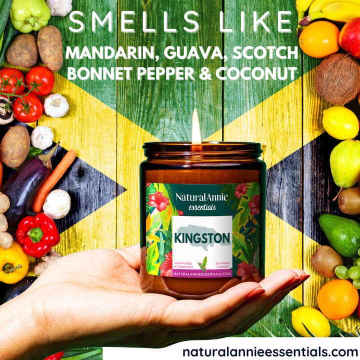 NaturalAnnie Essentials – Großhandel Kerze im Glas / gefüllte Kerze – Kingston Jamaica Duftkerze für Soja, 9 Unzen1