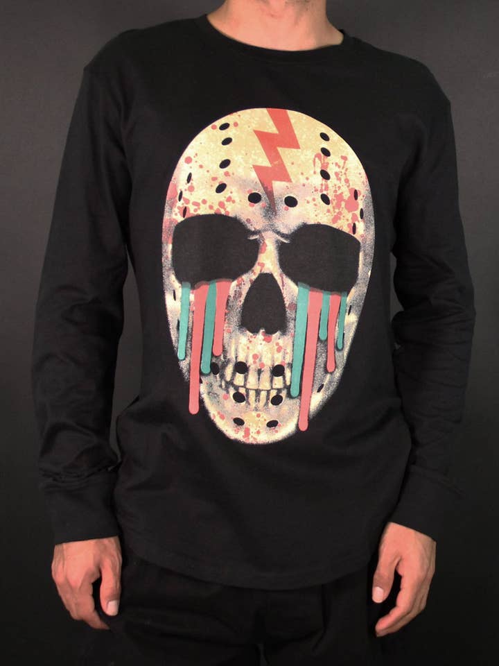MASK OFF LONG SLEEVE CREW NECK TEE SKU: W2448-0771PT for wholesale by Dikotomy