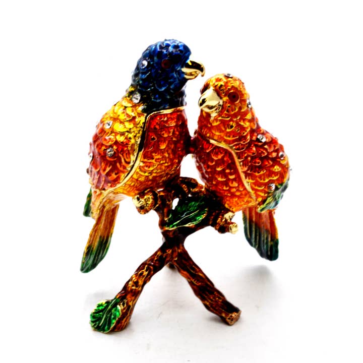 Two Bird on Branch Trinket Box Made with Swarovski Crystals for wholesale by Ciel Collectables