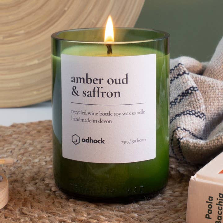 Amber Oud & Saffron Wine Bottle Candle for wholesale by Adhock Homeware
