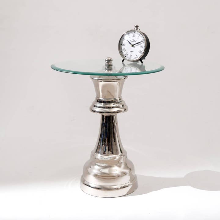 Mesa de Acento | Mesa Pedestal Decorativa de Alumínio Queen, 21" por atacado de Bambini