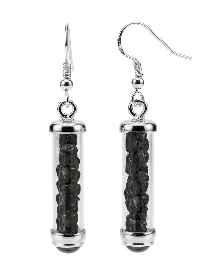 Sort Turmalin Vial Øreringe - Ædelsten Kraft GPE03 for engroshandel hos Starlinks Gifts