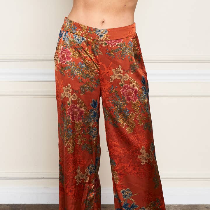 5771-MAP Satin Rust Print Palazzo Pant and other Purchase Wholesale birra prezzi. Free Returns & Net 60 Terms on Faire trending on Faire.
