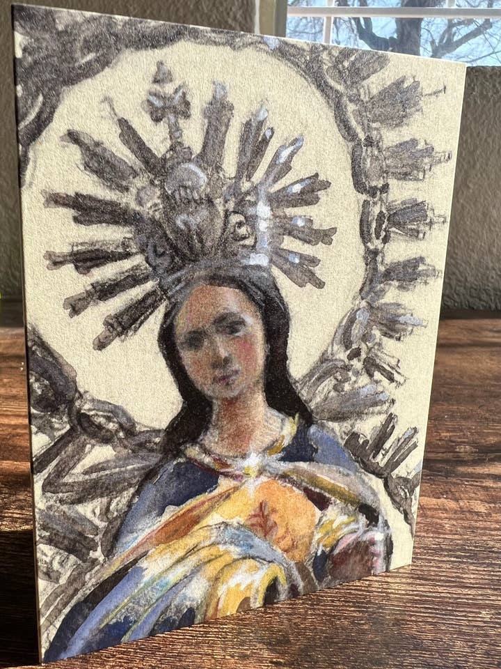 Our Lady Greeting Card for wholesale by Anne Woods Fine Art