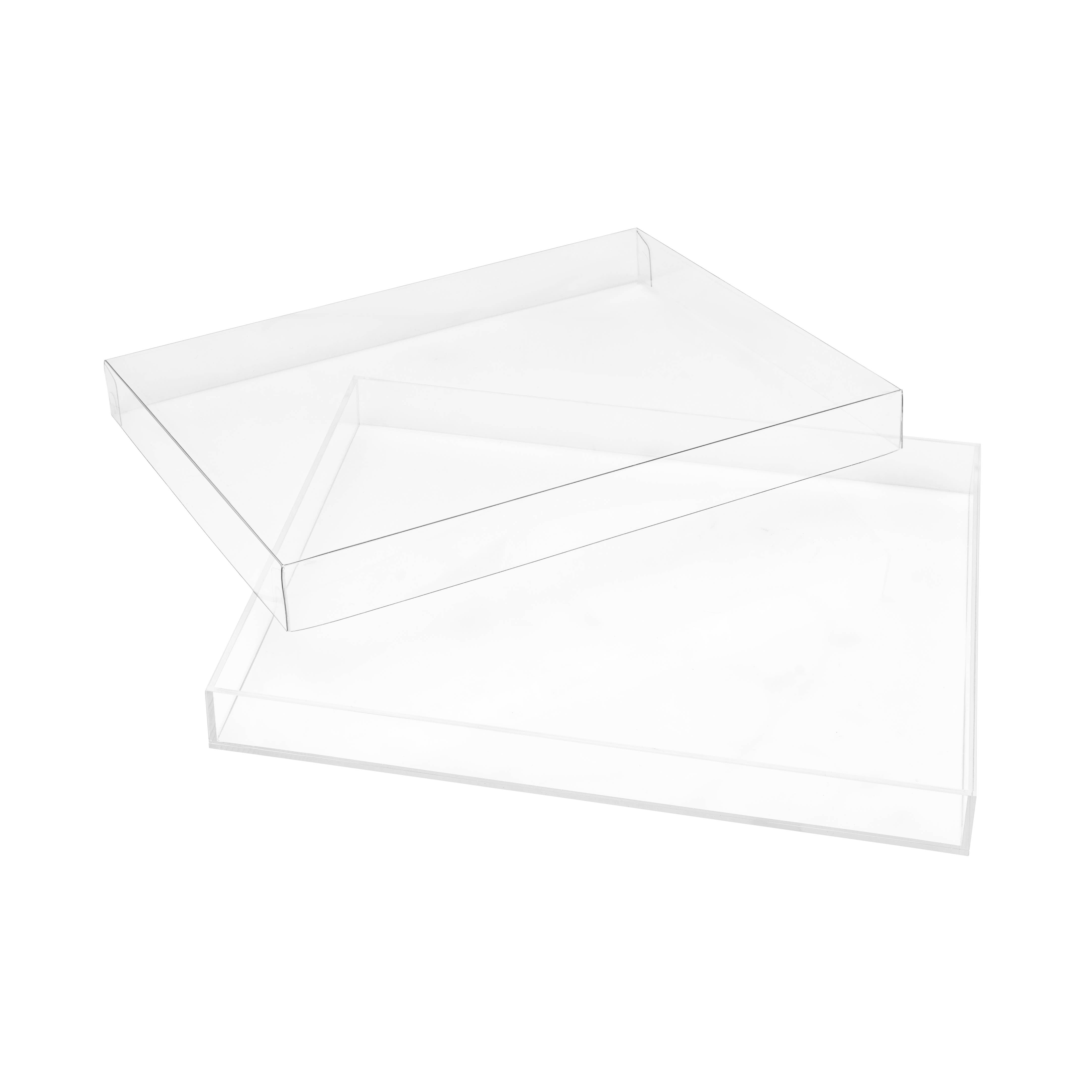 Hammont - Wholesale Serving Tray - Clear Acrylic Tray With PVC Lid (17x13x1, 15x11x1, 10x8x1)4