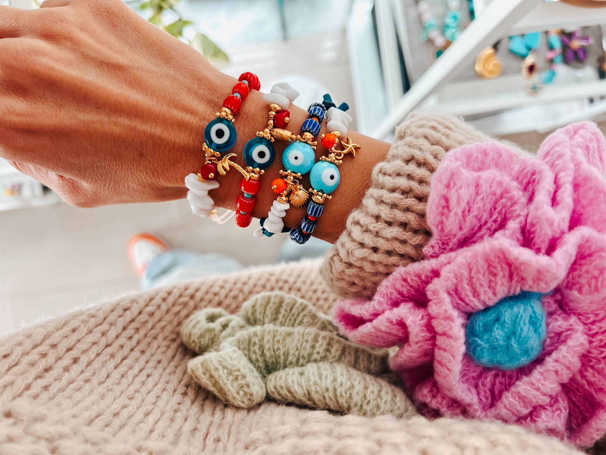 Goupi - Vendita all'ingrosso Bracciale con perline - Braccialetti estivi con occhio protettivo e perline semipreziose1