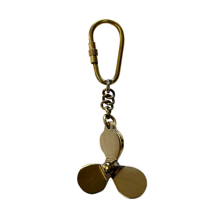 Madison Bay Co. - Historical Home Decor Reproductions - Wholesale Keychain - Unisex - Brass Propeller Keychain, 4"1
