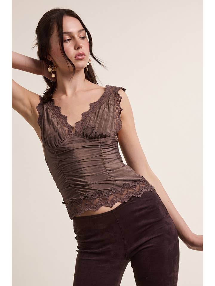 Sky to Moon - Wholesale Tank Top - Women's - SCALLOP SHAPE FLORAL LACE WIDE STRAP CAMI TOP8