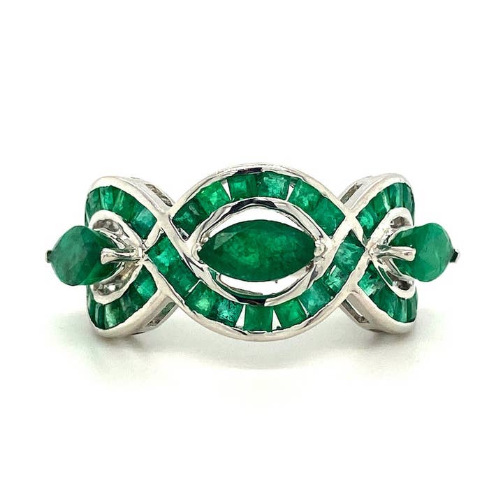 Emerald Ring i 925 Sterling sølv - KSR 18319 for engroshandel hos Kotawala Jewels
