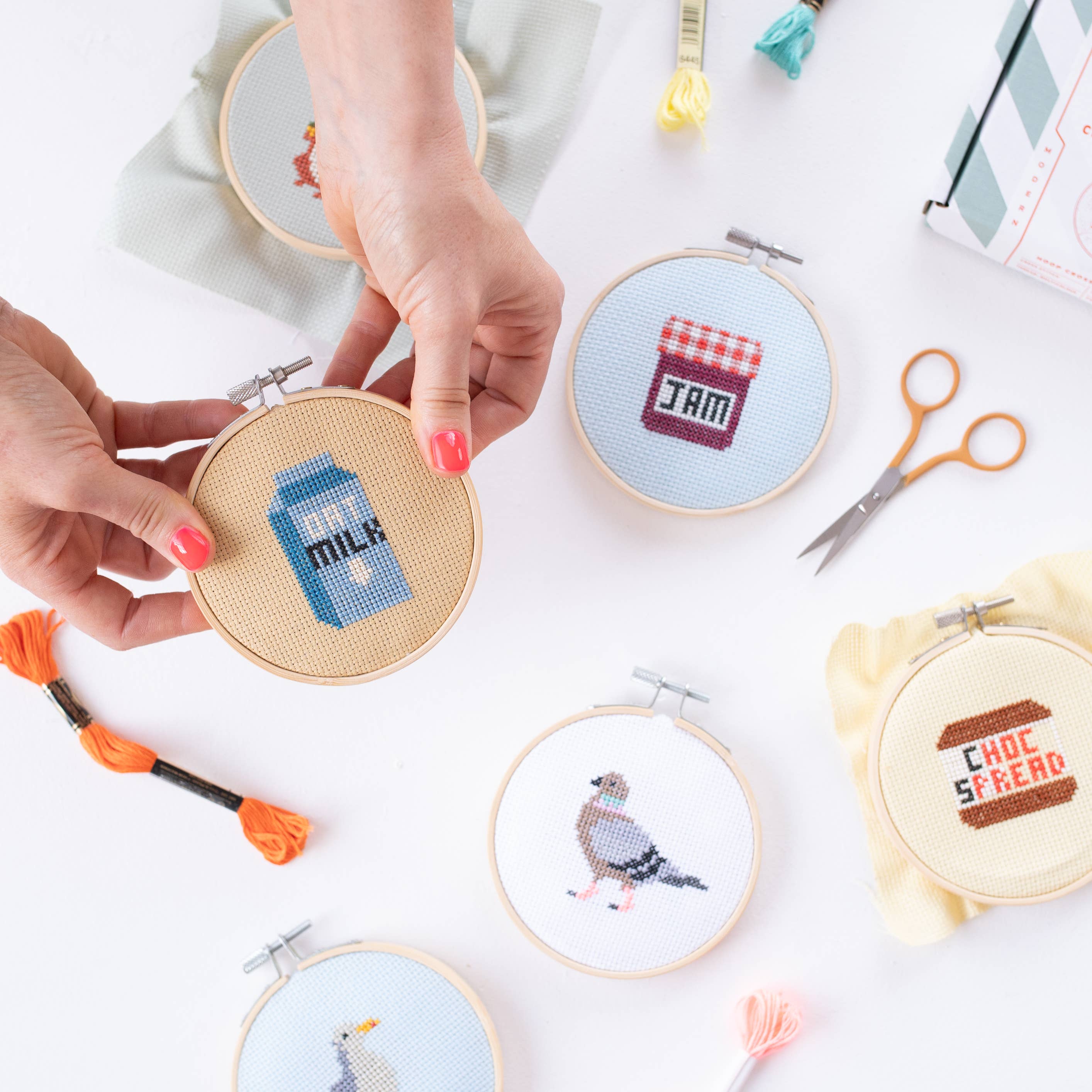 Cotton Clara Craft Kits & Supplies – wholesale DIY craft kit – Oat Milk Cross Stitch Kit6