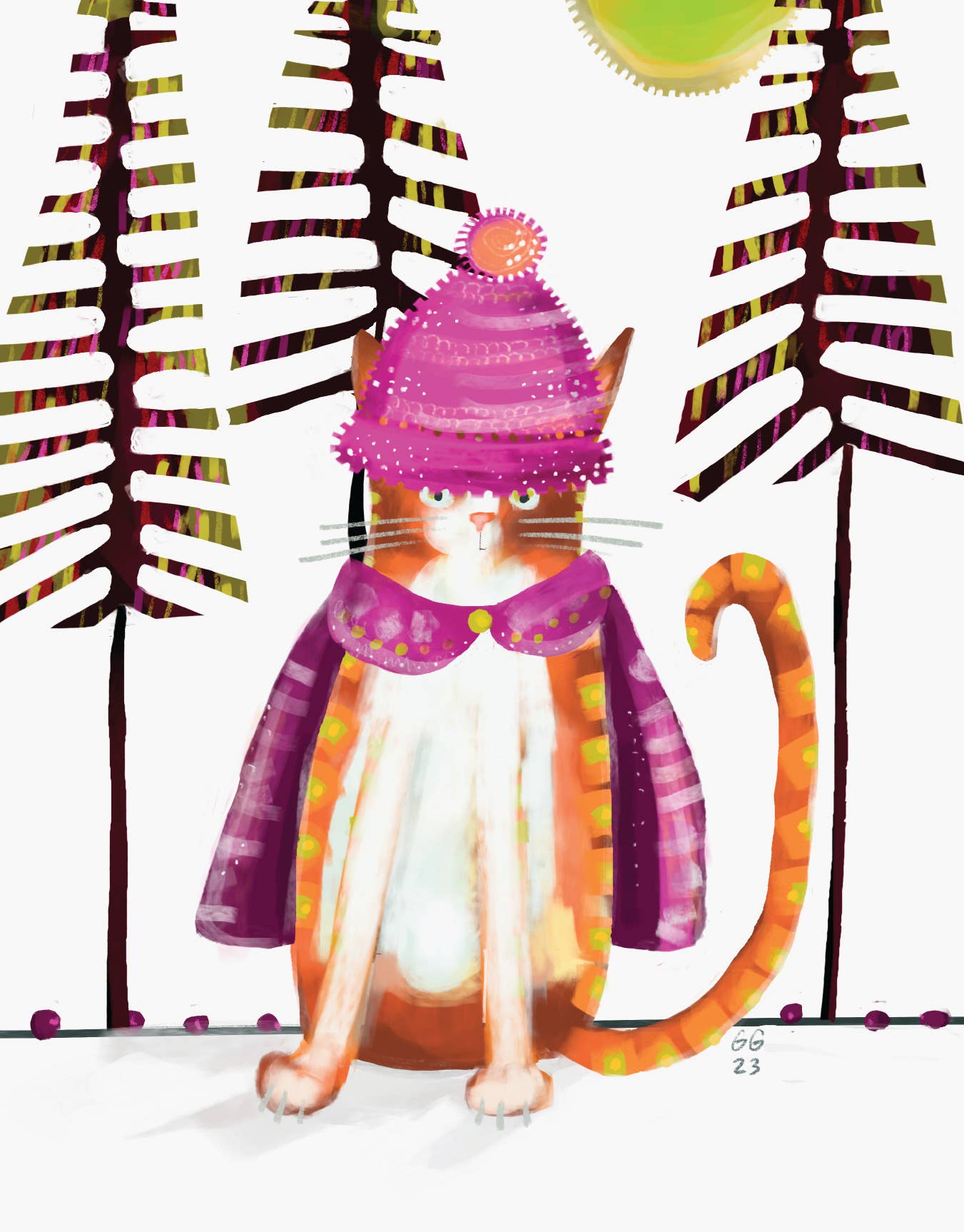 Ginger G. Art - Wholesale Everyday Greeting Card - Family Cats (Cats and Hats) Winter A2 Card1