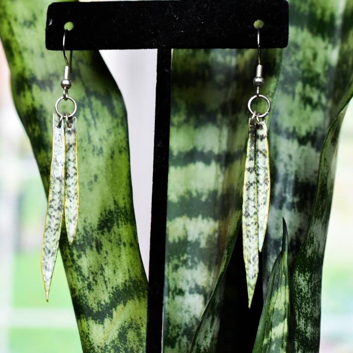 Sansevieria "Snake Plant" Earrings | Leaf Earrings for wholesale by For the Love of Foliage
