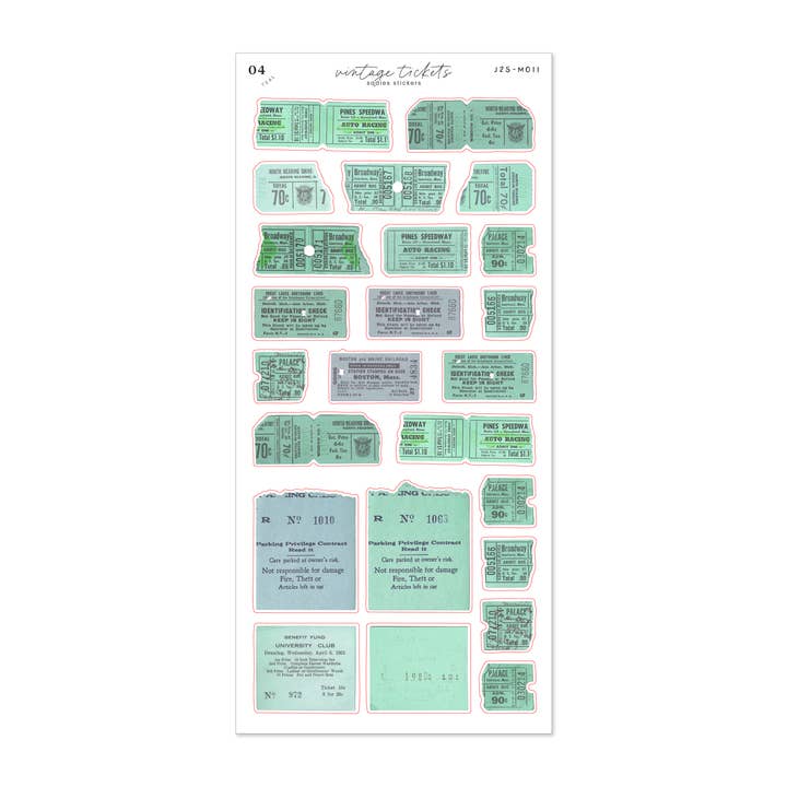 Teal Vintage Tickets • Journal Sticker Sheet for wholesale by Sadie's Stickers